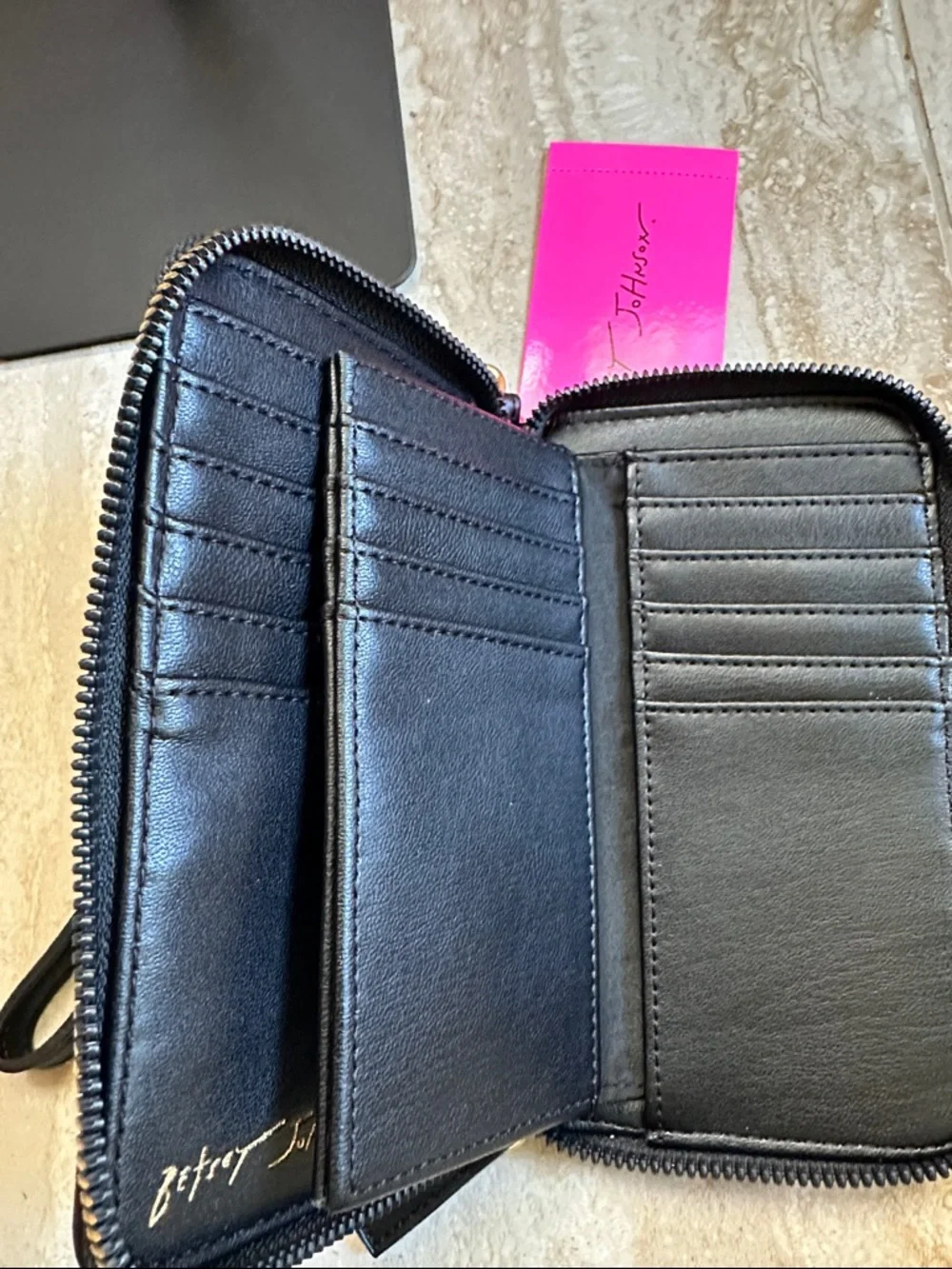 Betsey Johnson Black Multi Heart Zip Around XOKARA Women’s Wallet NWT - Picture 6 of 6